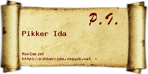 Pikker Ida névjegykártya